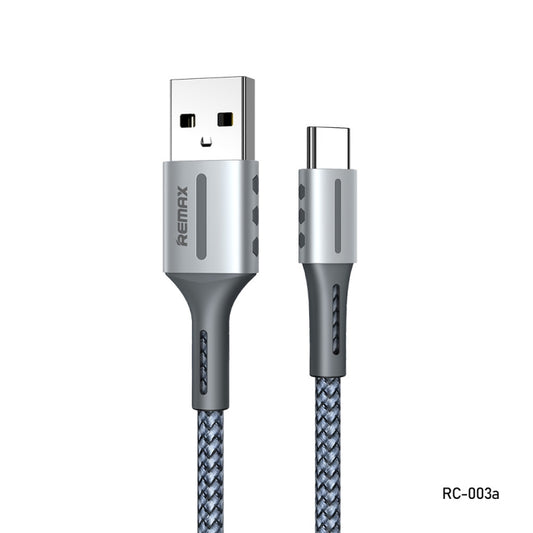 Remax RC-003a 2.4A Type-C / USB-C Barrett Series Charging Data Cable, Length: 1m(Silver) by REMAX