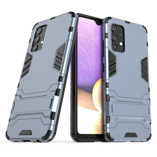 For Samsung Galaxy A32 4G Shockproof Protective Case with Holder(Navy Blue) by buy2fix