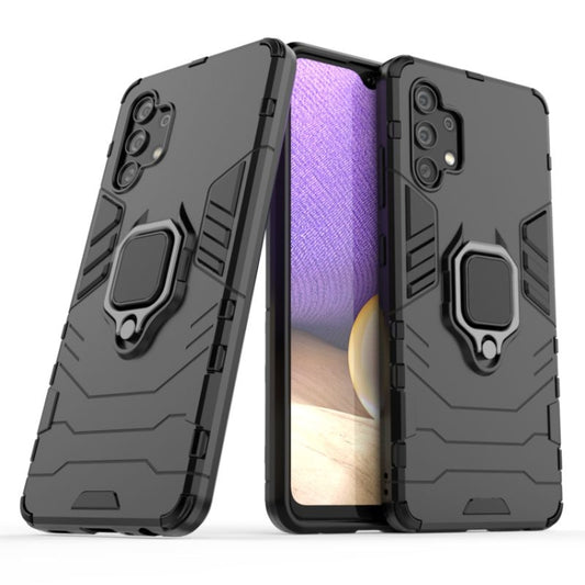 For Samsung Galaxy A32 4G Shockproof PC + TPU Protective Case with Magnetic Ring Holder(Black) by buy2fix
