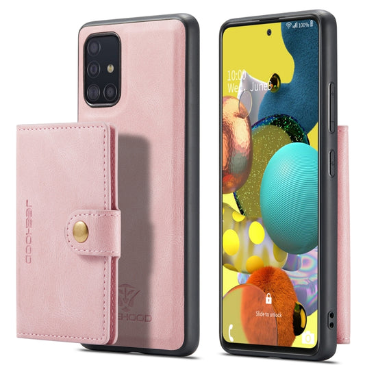 For Samsung Galaxy A51 5G JEEHOOD Retro Magnetic Detachable Protective Case with Wallet & Card Slot & Holder(Pink) by JEEHOOD