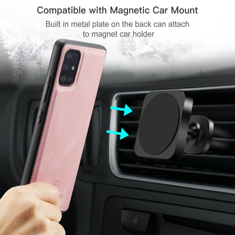 For Samsung Galaxy A51 5G JEEHOOD Retro Magnetic Detachable Protective Case with Wallet & Card Slot & Holder(Pink) by JEEHOOD