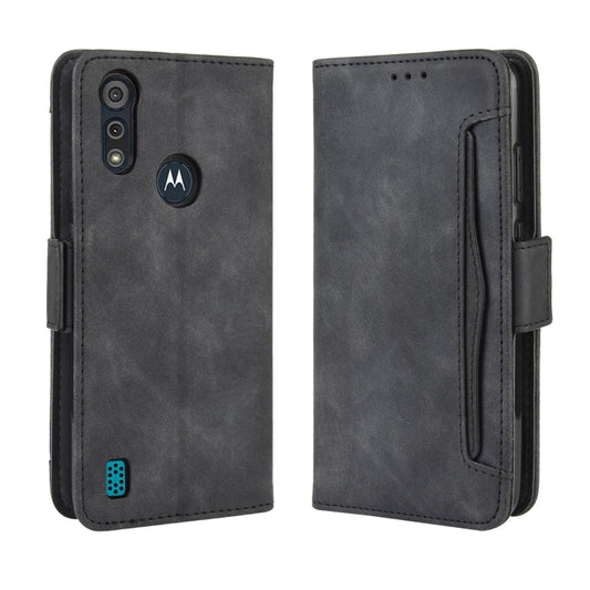 For Motorola Moto E6s (2020) Skin Feel Calf Pattern Horizontal Flip Leather Case with Holder & Card Slots & Photo Frame(Black) by buy2fix