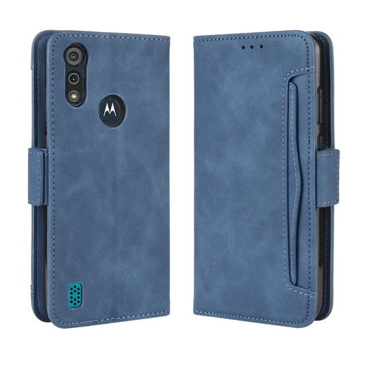 For Motorola Moto E6i Skin Feel Calf Pattern Horizontal Flip Leather Case with Holder & Card Slots & Photo Frame(Blue) by buy2fix