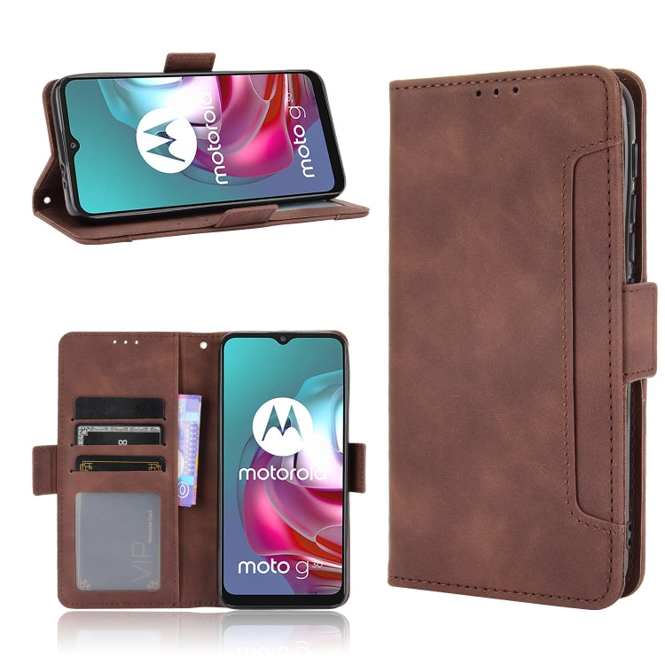 For Motorola Moto G30 Skin Feel Calf Pattern Horizontal Flip Leather Case with Holder & Card Slots & Photo Frame(Brown) - Motorola Cases by buy2fix | Online Shopping UK | buy2fix