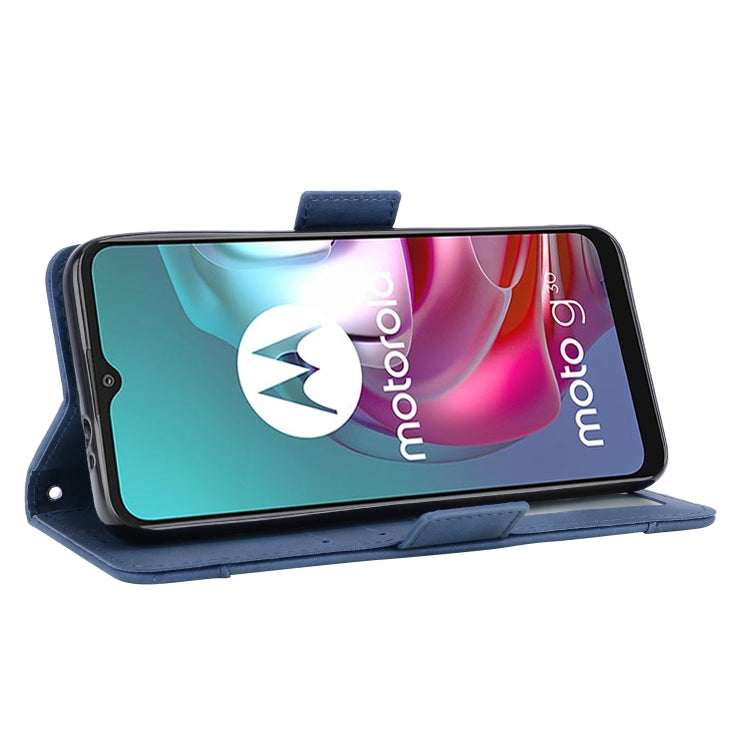 For Motorola Moto G10 Skin Feel Calf Pattern Horizontal Flip Leather Case with Holder & Card Slots & Photo Frame(Blue) by buy2fix