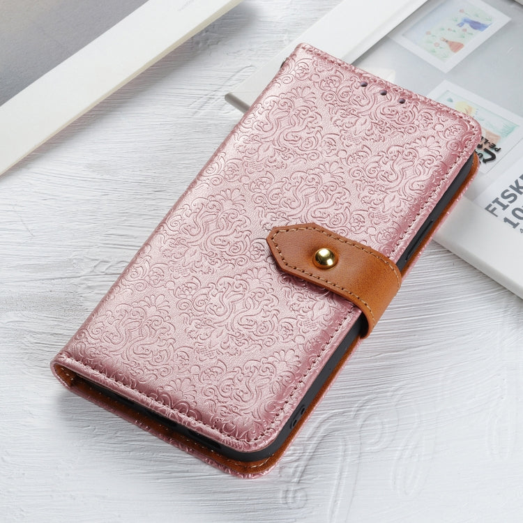 For OPPO Find X3 / X3 Pro European Floral Embossed Copper Buckle Horizontal Flip PU Leather Case with Holder & Card Slots & Wallet & Photo Frame(Pink) by buy2fix