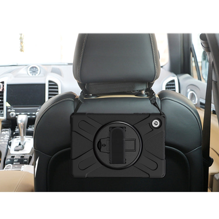 For Lenovo Tab M10 HD 2nd Gen TB-X306X Shockproof Colorful Silicone + PC Protective Case with Holder & Hand Grip Strap & Shoulder Strap(Black) by buy2fix