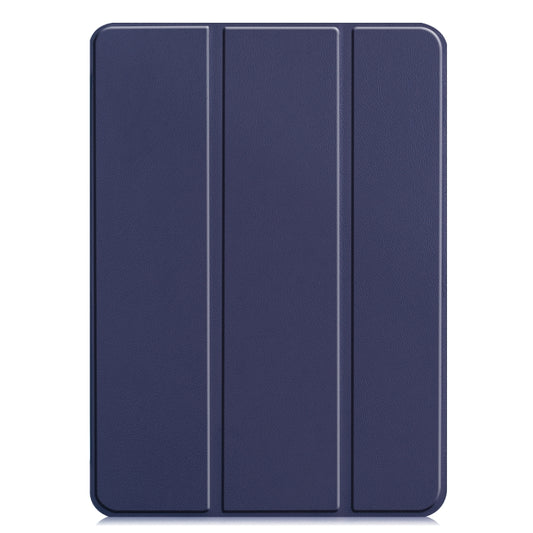 For iPad Air 13 2024 / Pro 12.9 2022 Custer Texture 3-folding Smart Leather Tablet Case(Dark Blue) by buy2fix