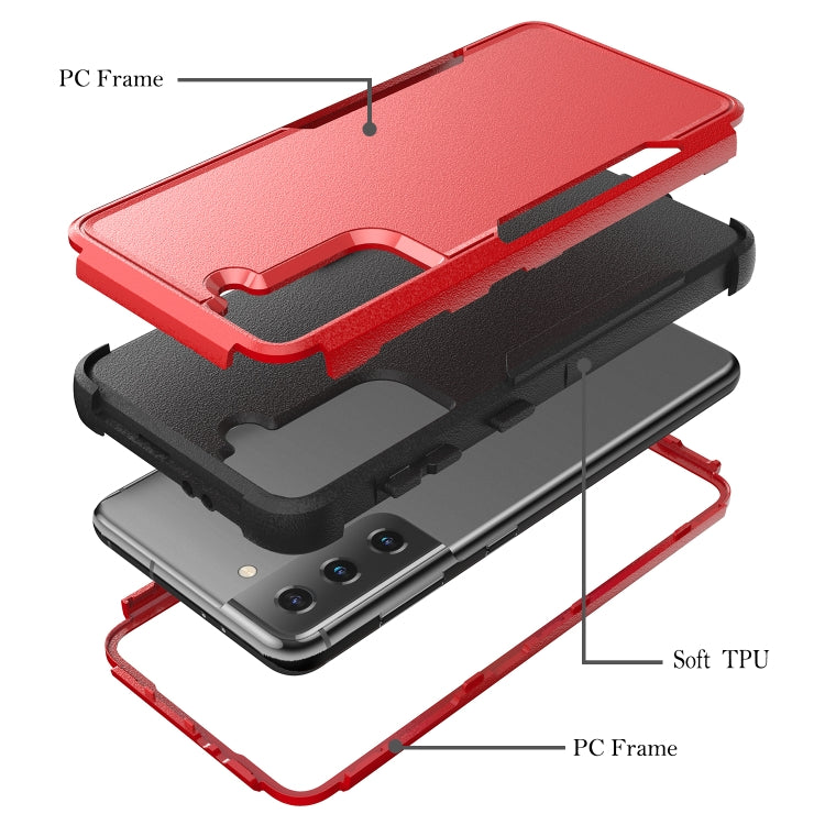 For Samsung Galaxy S21+ 5G TPU + PC Shockproof Protective Case(Red + Black) by buy2fix