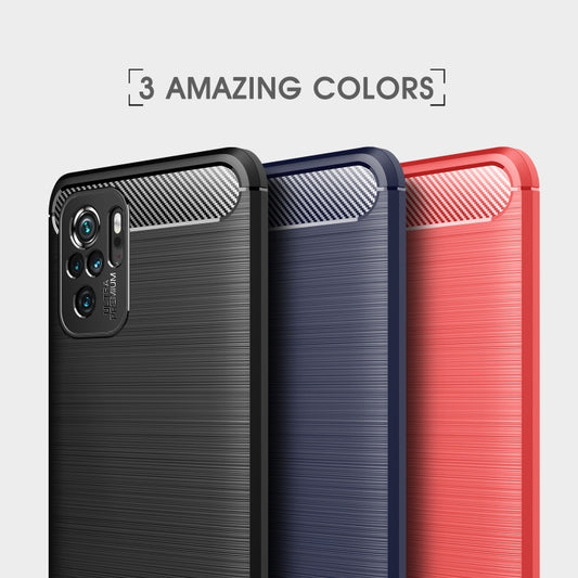 For Xiaomi Redmi Note 10 4G / Note 10S Brushed Texture Carbon Fiber TPU Case(Navy Blue) by buy2fix