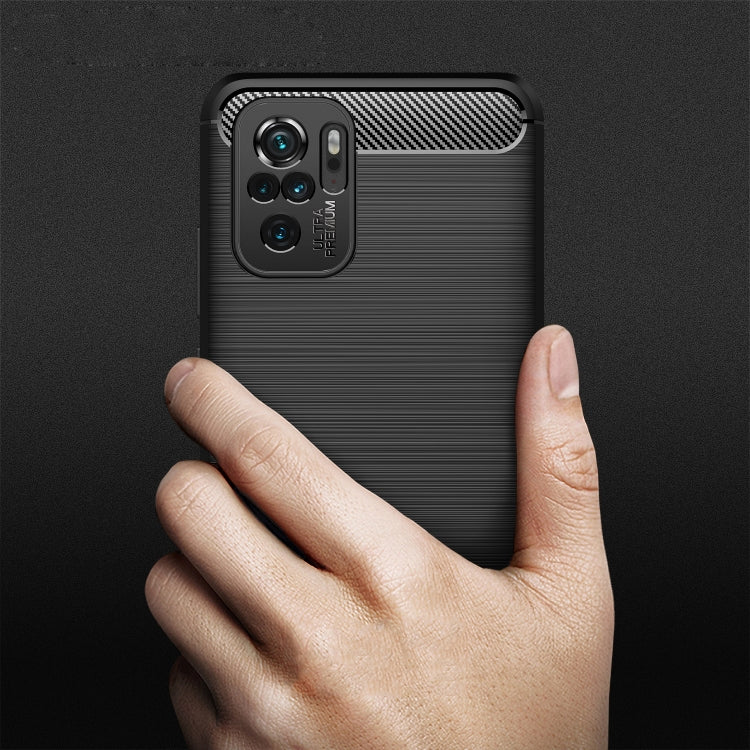 For Xiaomi Redmi Note 10 4G / Note 10S Brushed Texture Carbon Fiber TPU Case(Navy Blue) by buy2fix