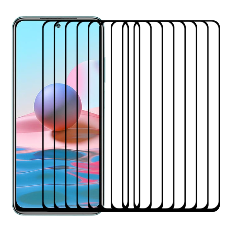 For Xiaomi Redmi Note 10 25 PCS Full Glue Full Cover Screen Protector Tempered Glass Film by buy2fix