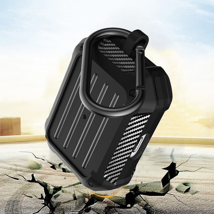 Wireless Earphones Shockproof Carbon Fiber Luggage TPU Protective Case For AirPods Pro(Black) by buy2fix