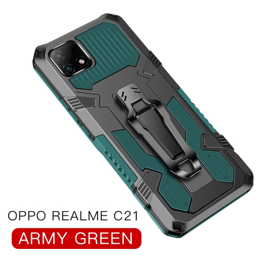 For OPPO Realme C21 / C20 Armor Warrior Shockproof PC + TPU Protective Case(Army Green) by buy2fix