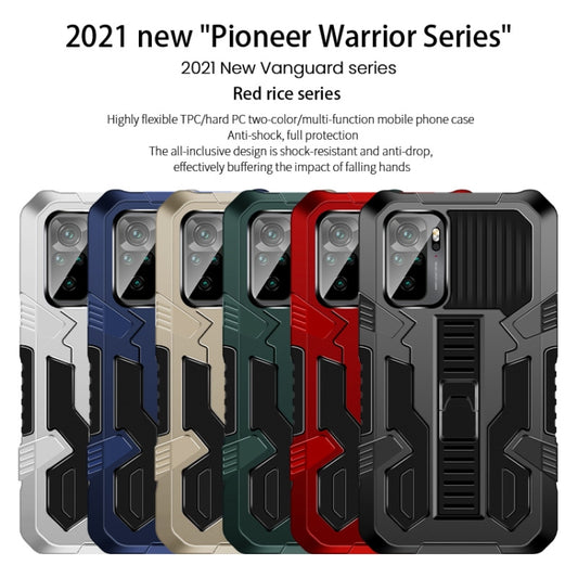 For Xiaomi Poco F3 Vanguard Warrior All Inclusive Double-color Shockproof TPU + PC Protective Case with Holder(Black) by buy2fix