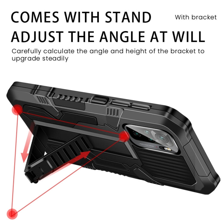 For Xiaomi Poco F3 Vanguard Warrior All Inclusive Double-color Shockproof TPU + PC Protective Case with Holder(Silver White) by buy2fix