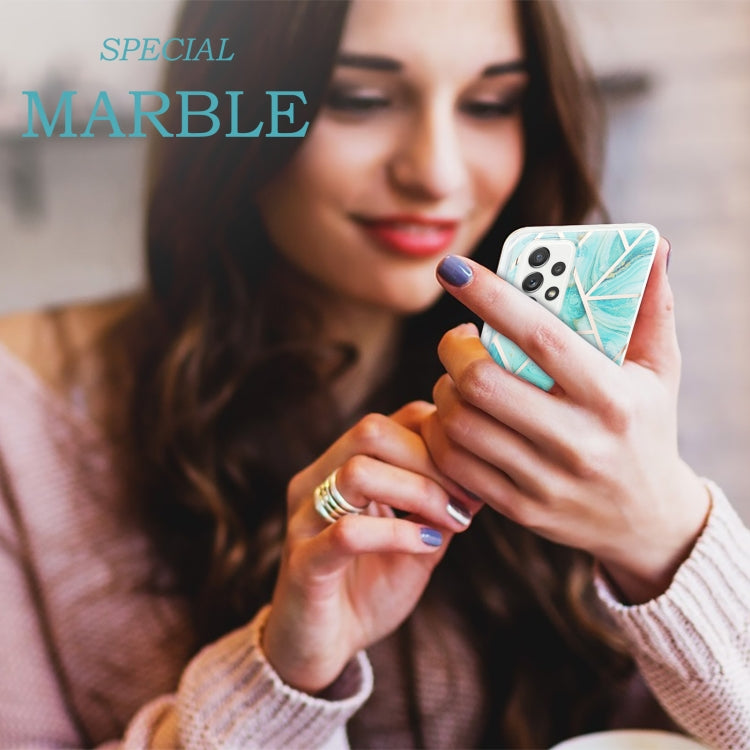 For Samsung Galaxy A52 5G / 4G 3D Electroplating Marble Pattern TPU Protective Case(Blue) by buy2fix