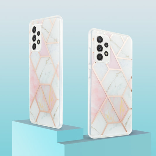 For Samsung Galaxy A52 5G / 4G 3D Electroplating Marble Pattern TPU Protective Case(Pink White) by buy2fix