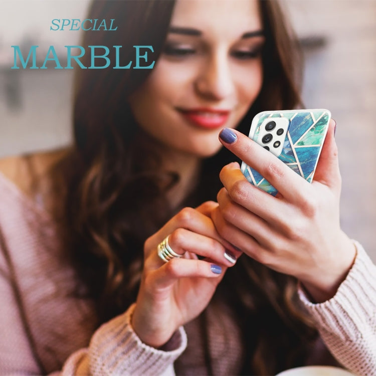 For Samsung Galaxy A52 5G / 4G 3D Electroplating Marble Pattern TPU Protective Case(Blue Green) by buy2fix