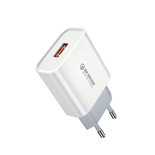WK WP-U57 Max 18W Maxspeed QC3.0 Fast Charger + USB to Micro USB Data Cable, Plug Type:EU Plug by WK