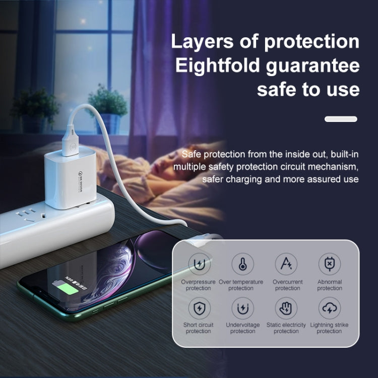 WK WP-U57 Max 18W Maxspeed QC3.0 Fast Charger + USB to Micro USB Data Cable, Plug Type:EU Plug by WK