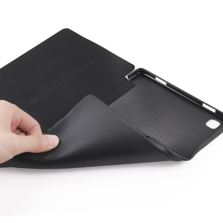 For Samsung Galaxy A7 10.4 (2020) T500 3-folding Horizontal Flip Honeycomb TPU Shockproof + PU Leather Case with Holder(Black) by buy2fix