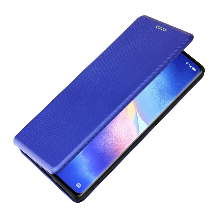 For OPPO Find X3 Neo Carbon Fiber Texture Horizontal Flip TPU + PC + PU Leather Case with Card Slot(Blue) by buy2fix