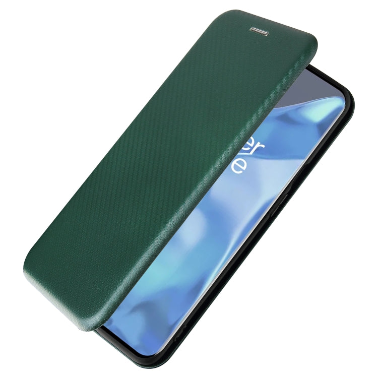 For OnePlus 9 Pro Carbon Fiber Texture Horizontal Flip TPU + PC + PU Leather Case with Card Slot(Green) by buy2fix