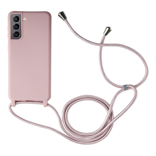 For Samsung Galaxy S21 5G Candy Colors TPU Protective Case with Lanyard(Rose Gold) by buy2fix