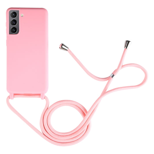 For Samsung Galaxy S21 5G Candy Colors TPU Protective Case with Lanyard(Pink) by buy2fix
