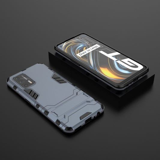 For OPPO Realme GT 5G PC + TPU Shockproof Protective Case with Holder(Navy Blue) by buy2fix