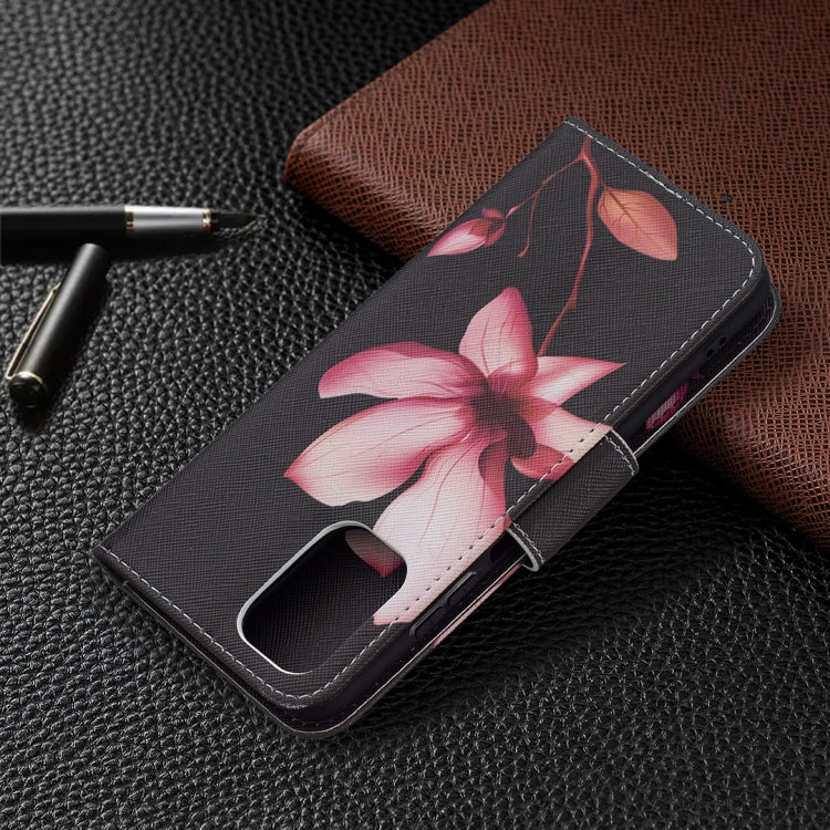 For Xiaomi Redmi Note 10 4G/Note 10S Colored Drawing Pattern Horizontal Flip Leather Case with Holder & Card Slots & Wallet(Lotus) by buy2fix