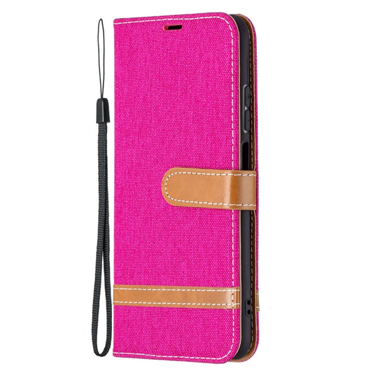 For Xiaomi Redmi Note 10 4G / Note 10S Color Matching Denim Texture Horizontal Flip Leather Case with Holder & Card Slots & Wallet & Lanyard(Rose Red) by buy2fix