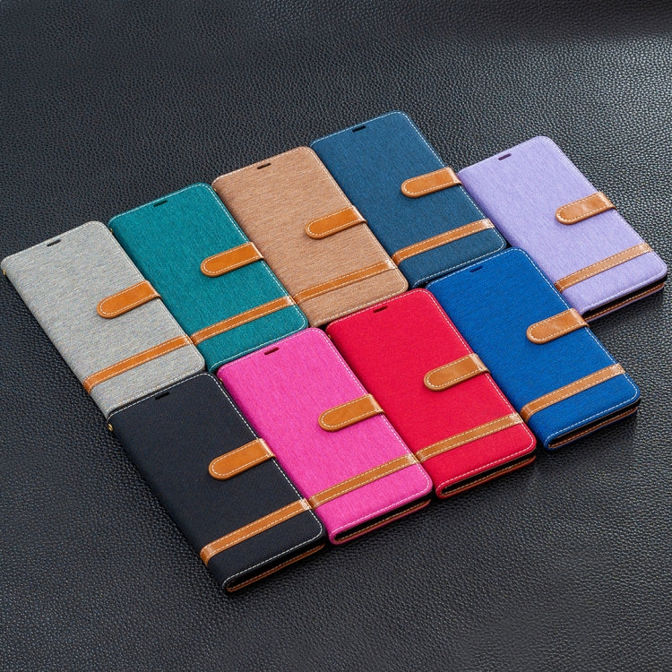 For Xiaomi Redmi Note 10 4G / Note 10S Color Matching Denim Texture Horizontal Flip Leather Case with Holder & Card Slots & Wallet & Lanyard(Green) by buy2fix