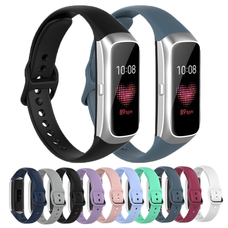 For Samsung Galaxy Fit SM-R370 Silicone Steel Shrapnel Black Buckle Watch Band(Blue) by buy2fix