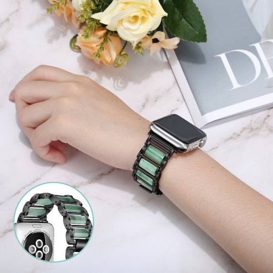 Emerald Stainless Steel Watch Band For Apple Watch Series 9&8&7 41mm / SE 3&SE 2&6&SE&5&4 40mm / 3&2&1 38mm(Black) by buy2fix