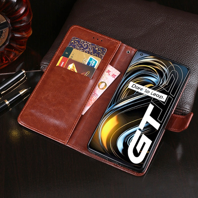 For OPPO Realme GT 5G idewei Crazy Horse Texture Horizontal Flip Leather Case with Holder & Card Slots & Wallet(Brown) by idewei
