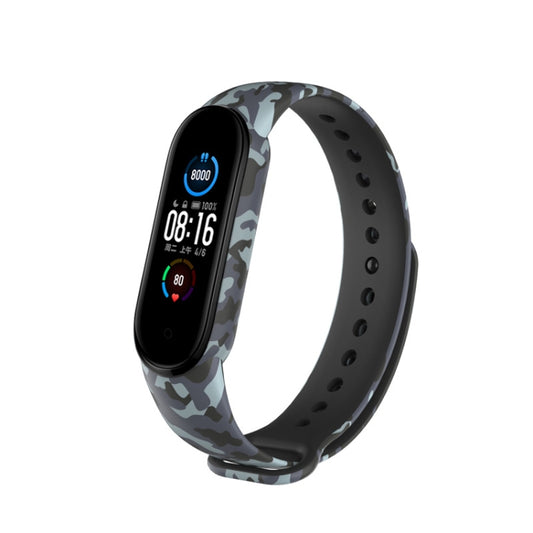 For Xiaomi Mi Band 6 (CA8856) Colored Drawing Silicone Watch Band(Camouflage Grey) by buy2fix