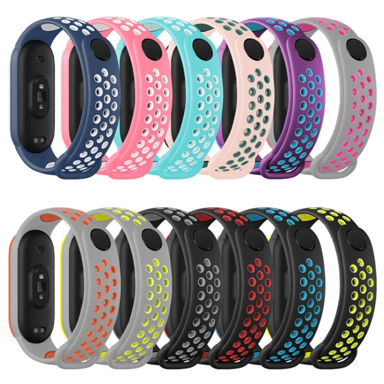 For Xiaomi Mi Band 6 (CA8856) Breathable Silicone Watch Band with Holes(Black+Blue) by buy2fix