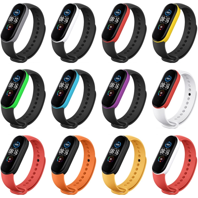 For Xiaomi Mi Band 6 (CA8856) Two-color Silicone Watch Band(White+Red) by buy2fix