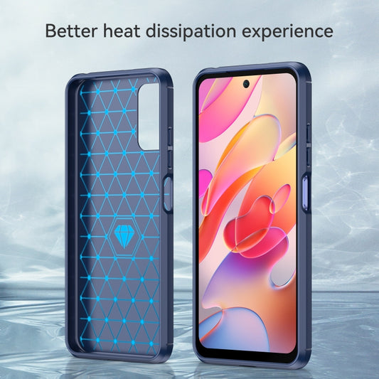 For Xiaomi Redmi Note 10 5G Brushed Texture Carbon Fiber TPU Case(Navy Blue) by buy2fix