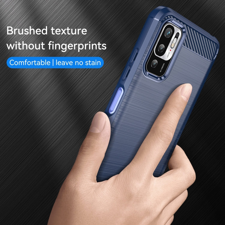 For Xiaomi Redmi Note 10 5G Brushed Texture Carbon Fiber TPU Case(Navy Blue) by buy2fix