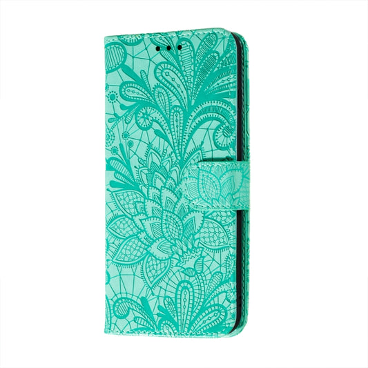 For Motorola Moto E7 Power Lace Flower Embossing Pattern Horizontal Flip Leather Case with Holder & Card Slots & Wallet & Photo Frame(Green) by buy2fix