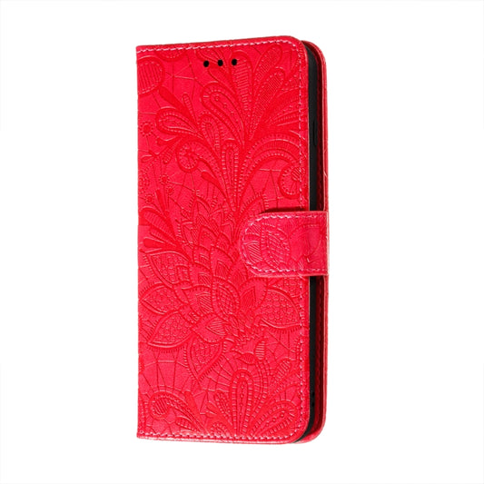 For Motorola Moto G30 Lace Flower Embossing Pattern Horizontal Flip Leather Case with Holder & Card Slots & Wallet & Photo Frame(Red) by buy2fix