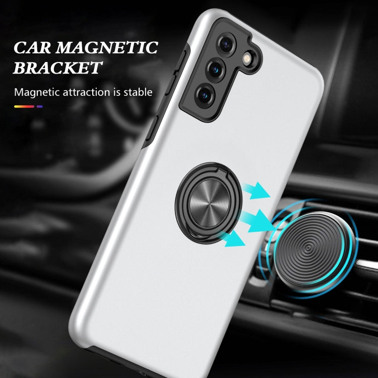 For Samsung Galaxy S21 5G PC + TPU Shockproof Magnetic Protective Case with Invisible Ring Holder(Silver) by buy2fix