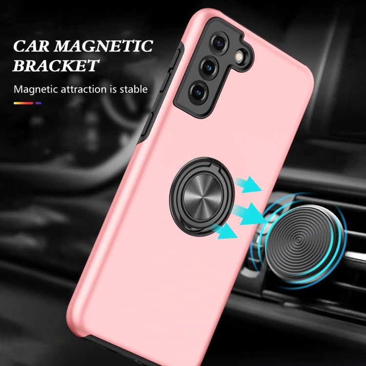 For Samsung Galaxy S21+ 5G PC + TPU Shockproof Magnetic Protective Case with Invisible Ring Holder(Rose Gold) by buy2fix