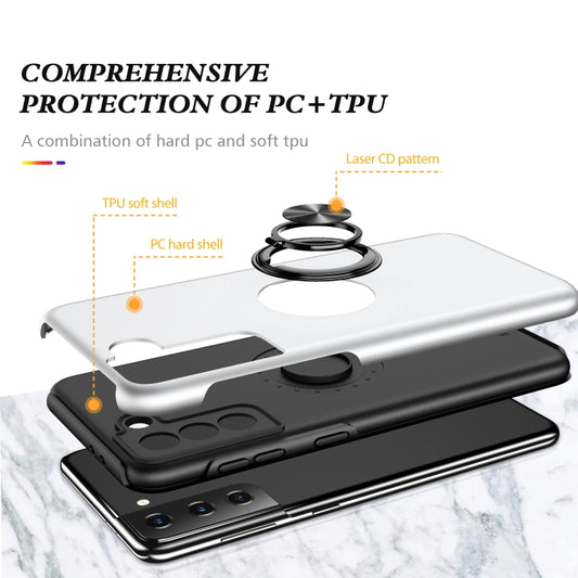 For Samsung Galaxy S21+ 5G PC + TPU Shockproof Magnetic Protective Case with Invisible Ring Holder(Silver) by buy2fix