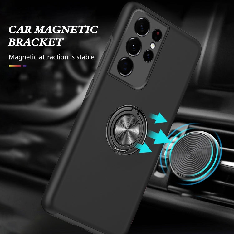For Samsung Galaxy S21 Ultra 5G PC + TPU Shockproof Magnetic Protective Case with Invisible Ring Holder(Black) by buy2fix