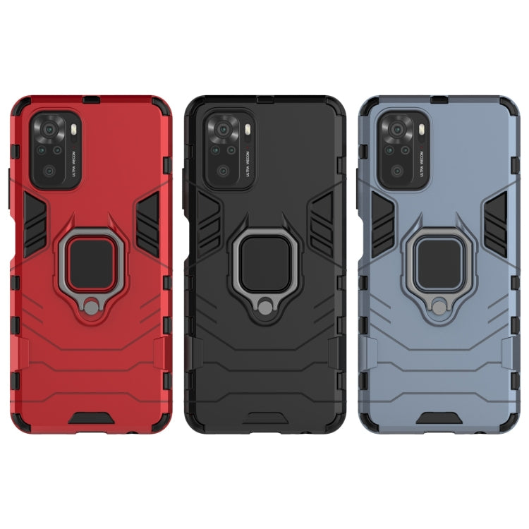 For Xiaomi Redmi Note 10 4G Shockproof PC + TPU Protective Case with Magnetic Ring Holder(Black) by buy2fix