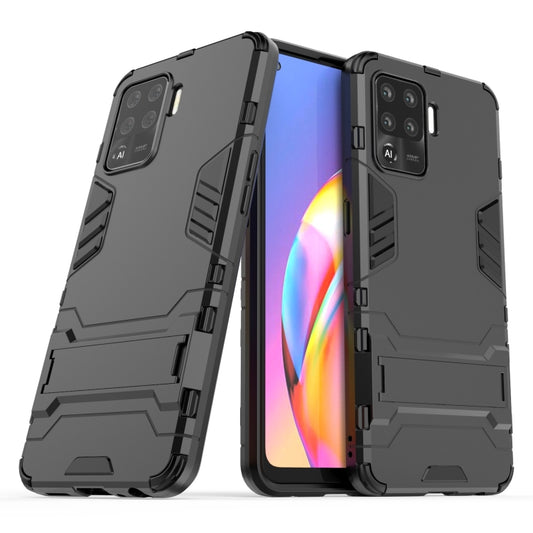 For OPPO A94 Shockproof PC + TPU Protective Case with Hidden Holder(Black) by buy2fix